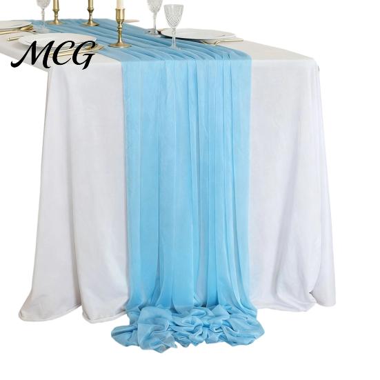Table Protector Runner Sheer Flowing Runner, Chiffon Wedding Elegant Solid Color Scratch Resistant for Dining Home Bridal Shower Party Decor