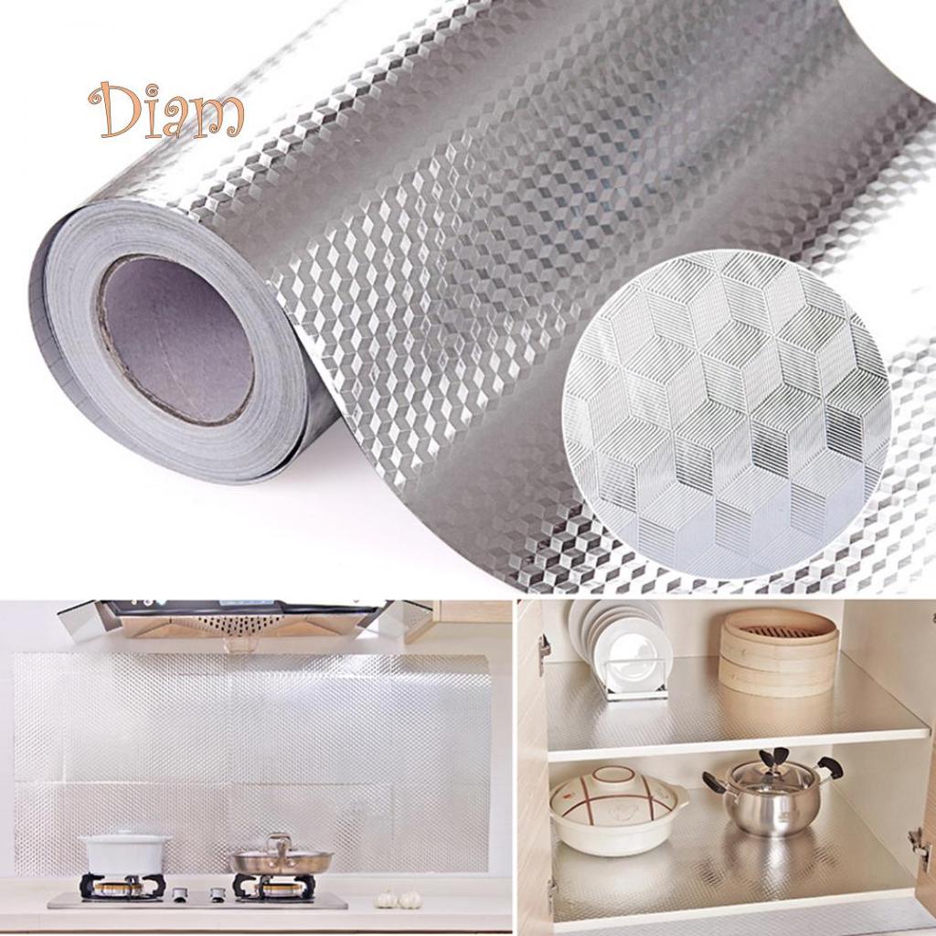 Lachepper Aluminum Foil Self Adhesive Waterproof Wallpaper Kitchen Sticker DIY Home Decor