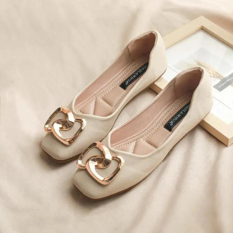 Office Woman Flats Square Toe Shoes for Women Moccasins Chic Point Summer 2025 Elegant Non Slip Casual with Discount Popular On