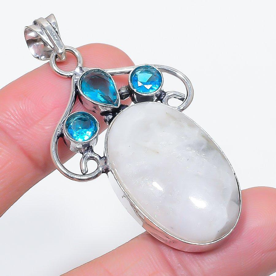 

Natural Moonstone, Topaz Gemstone 925 Sterling Silver Jewelry Pendant 2.25 t6C16