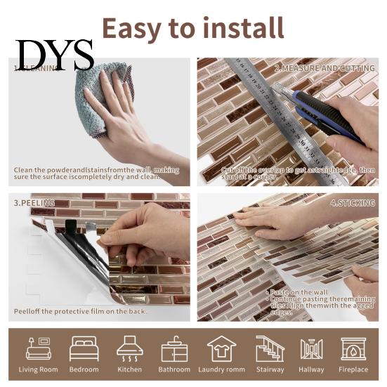 Self-adhesive Mosaic Wall Tiles 3D Gel Faux Stickers, Easy Peel & Stick Backsplash Tile Background Decoration Vintage Brick Wallpaper for Kitchen,