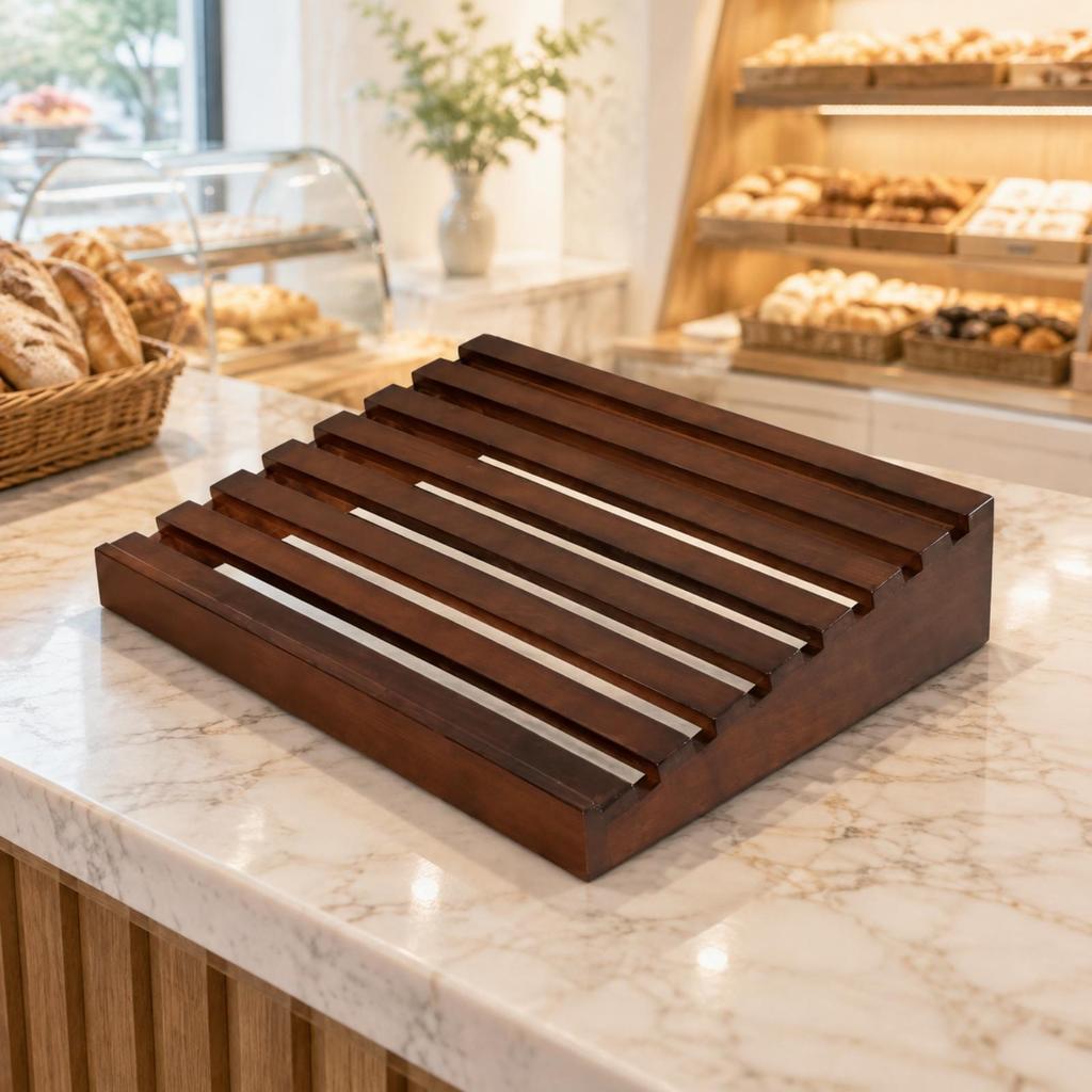 Bakery Display Tray Rustic Wooden Elegant for Cafes, Dessert Shops