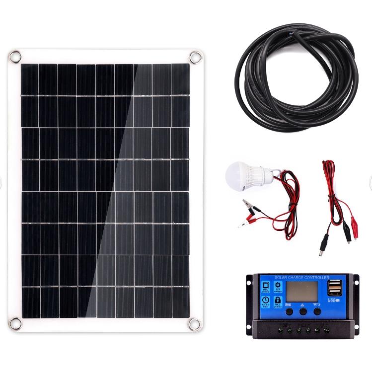 Dual USB Solar Panel with LED Lamp 18V & 10A USB Solar Regulator Charger Controller for Car Outdoor Camping Light