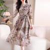 Korean Style Slimming Retro Print Lace-up Dress for Women - Summer 2026 Collection