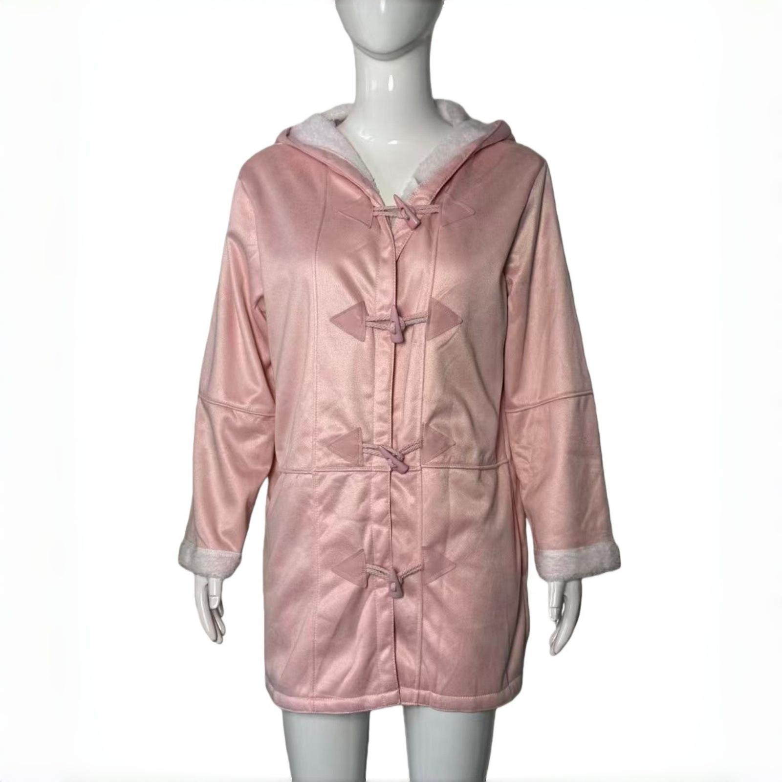 

Женский шерстяной кардиган с капюшоном в стиле Харадзюку 2023 года — средняя длина, однотонный цвет, повседневный дизайн с пуговицами. 4XL