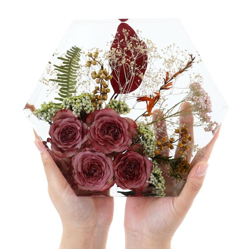 Groß Medium Klein Harzform Upgrade Sechseckige Silikonform zum Konservieren von Blumen DIY Hochzeits- Valentinstagsgeschenke