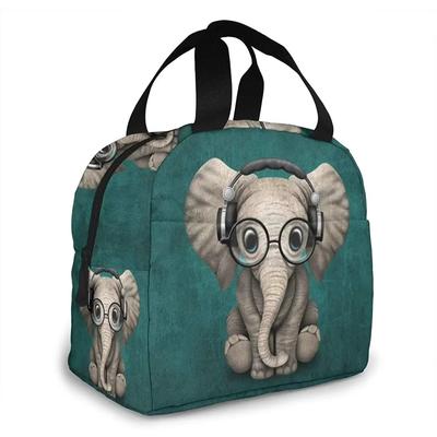 Niedliche Elefanten-Lunchtasche Isolierte Lunchbox Auslaufsichere Kühltasche Kühltasche mit Vordertasche für Männer Frauen Büro Schule