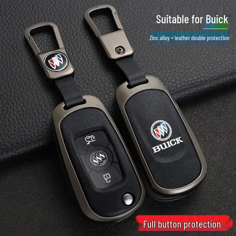 Leather Metal Car Key Cover for 16-17 Buick Verano GS Sedan/Hatchback