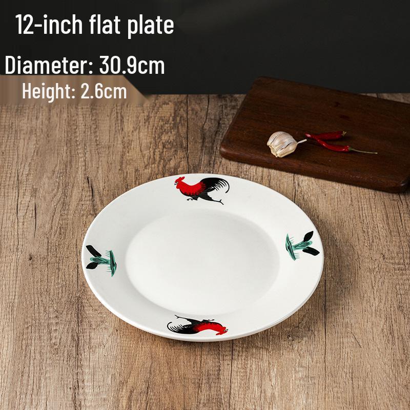Rooster Series Traditional Oval Ceramic Fish Plate for Hotels & Restaurants