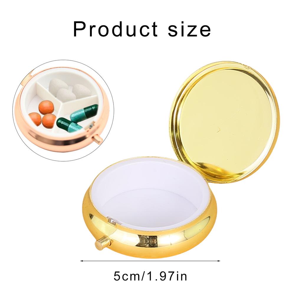 Round Pills Box Case for Pocket, Metal Medicine Tablets Holder Case Pills Organizers Pills Container for Travel Handbag