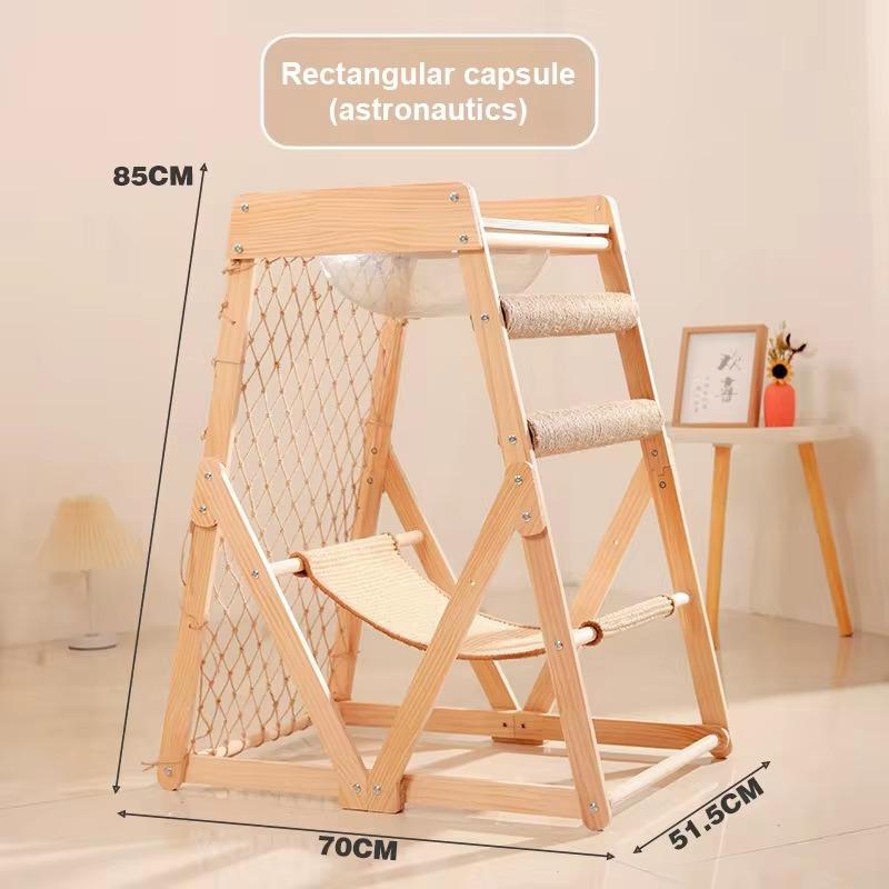 Cat Climbing Frame Space Capsule Scratching Board Hammock Solid Wood Sisal Not Falling Chips Rugged Climbing Net Pet Supplies