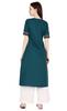 Phagun Solid A-Line Kurtis For Women Poly Crepe Short Sleeve Buttoned Long Ethic