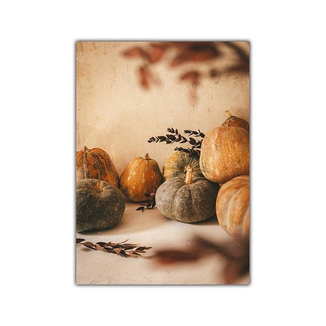 Autumn Scenery Canvas Painting Poster Pumpkin Leaves HD Printing Wall Art Picture Print Living Room Bedroom Home Decoration