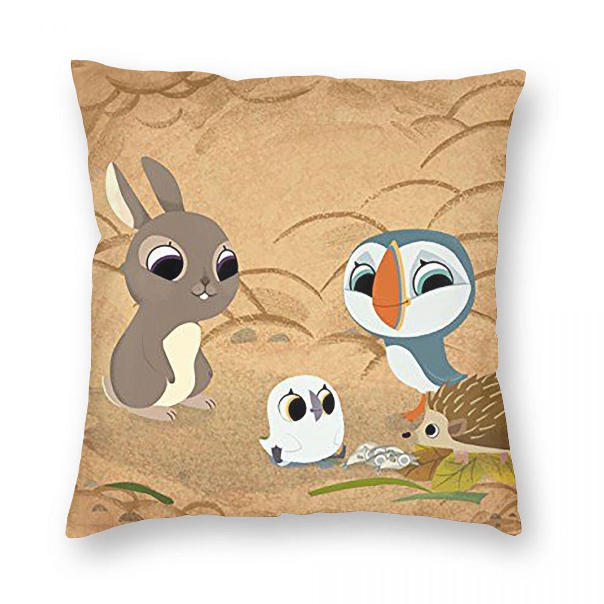 Kwaii Puffin Rock Preschool Square Pillowcase Pillow Cover Cushion Zip Decorative Comfort Throw Pillow for Home Bedroom 12x12Inch