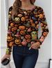 Fashion Women's T shirt Tee Ombre Print Halloween Casual Holiday Fashion Long Sleeve T-shirt O-Neck Yellow Sweatshirt Pullover