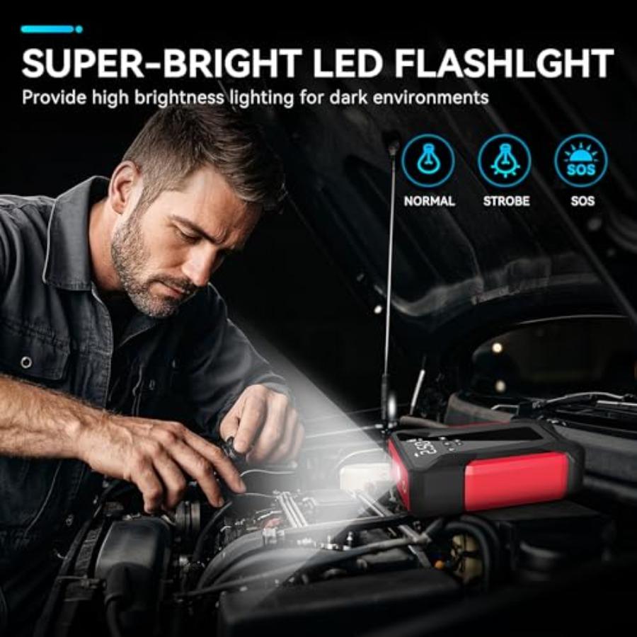 Jump Starter with Air Compressor4000A Portable Car Battery Jump Starter 10L Gas/8.5L Diesel 12V Battery Charger Booster 150PSI