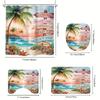 4Pcs Bathroom Shower Curtain Set Colorful Tropical Palm TreesPattern Bathroom Curtain With 12 Hooks Non Slip Rugs Toilet Cover Mat Bathroom Partition