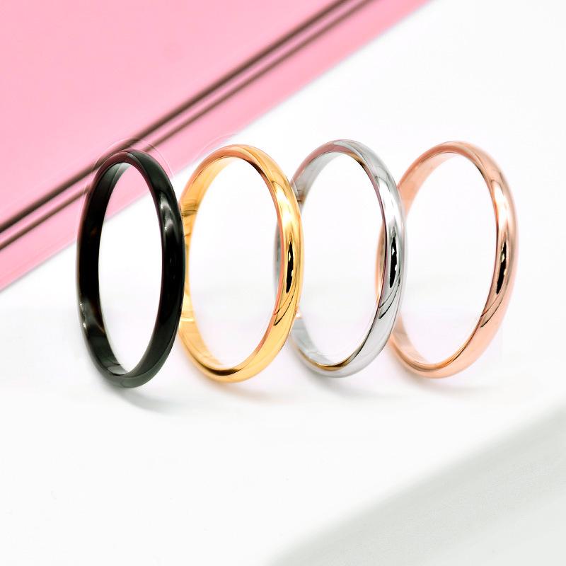 18K Rose Gold & Polished Titanium Steel Women's Ring - European/American Fashion, Stainless Steel, Simple Design