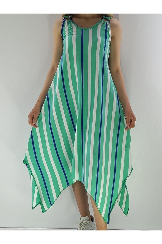 Women's Big Size Dress, Strappy, Buckle Detailed, Asymmetrical Cut, Plus Size Dress