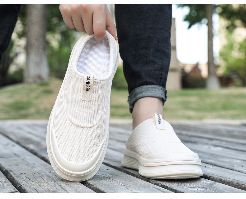 2026 Men's Breathable Mesh Half Slippers - Trendy, Versatile, Closed-Toe Design for Youth