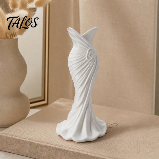 Vaso Sagomato Abito da Sera Stampato 3D Talos, Fioriera Scultura Abito Elegante, Ornamento Minimalista per Casa per Ingresso Mobile Laterale