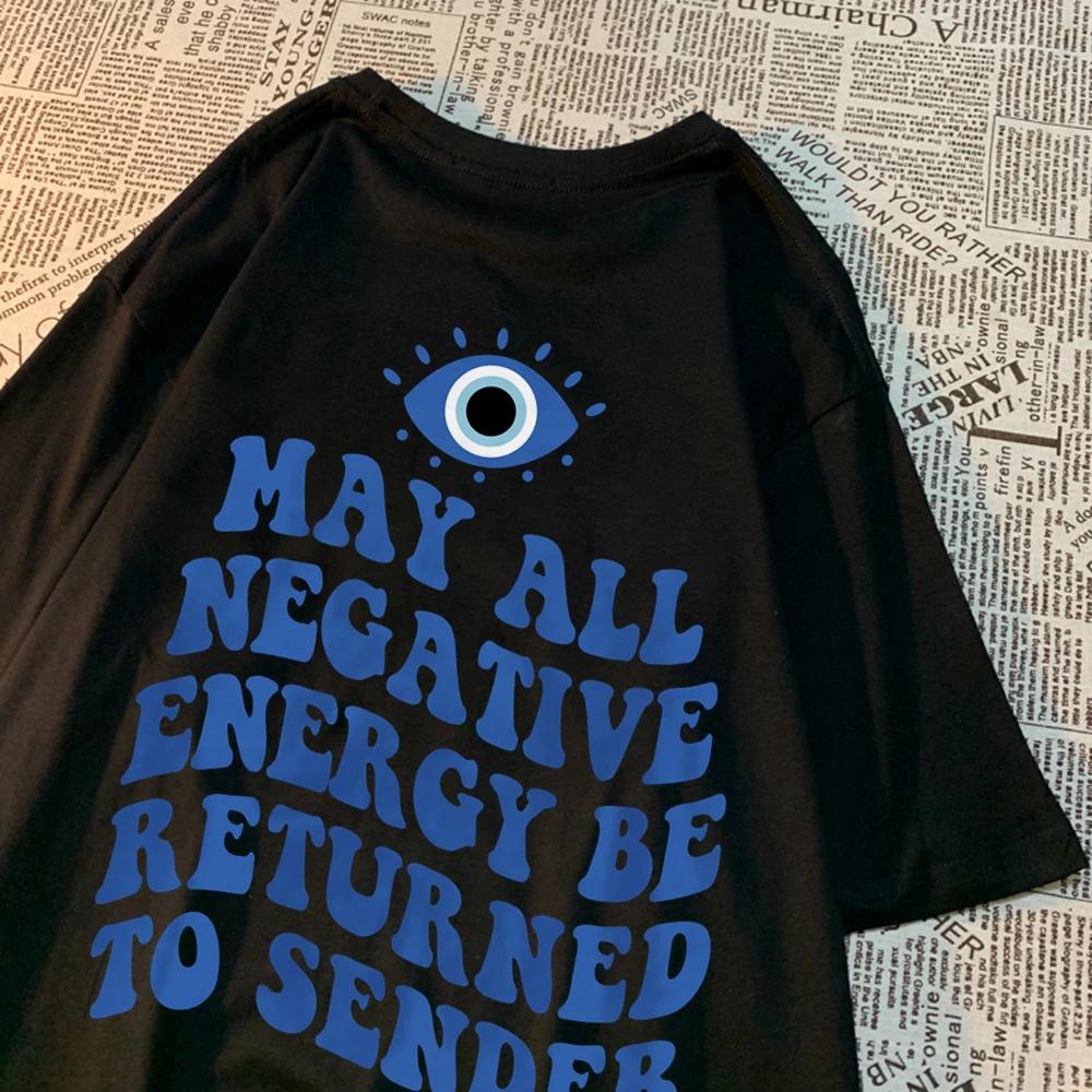 May All Negative Evergy Be Returned To Sender Man T-Shirts Hip Hop Quality Loose Shirt Pattern Tops Simplicity Cotton Clothes