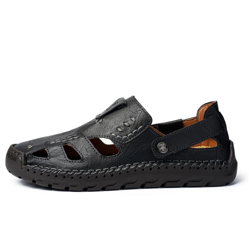 Fashion British Style Trendy Men's Sandals Handmade Soles Lightweight Outdoor Beach Shoes Versatile Daily Men's Leather Casual Shoes