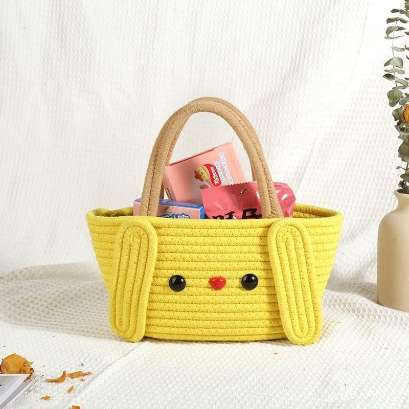 Adorable Cotton Yarn Woven Cartoon Bag For Women And Kids Perfect For Snacks And Toys Storage