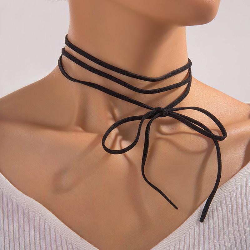 Gotische weiße Samt-Schleife Choker-Halsketten für Damen Vintage Elegante Lange Verstellbare Schleifen-Seil Halsketten Schmuck