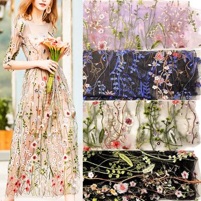 1 Yard Blumen Spitze Bestickt Bedruckter Netzstoff Schwarz Weiß Weiches Netz DIY Kleidung Hochzeitskleid Tutu Rock Vorhang Bastelbedarf