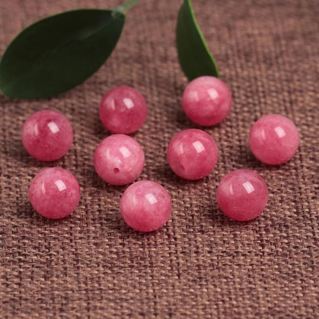 Women's Pink Round Red Agate Chalcedony Loose Beads for DIY Handmade Jewelry & Bracelets