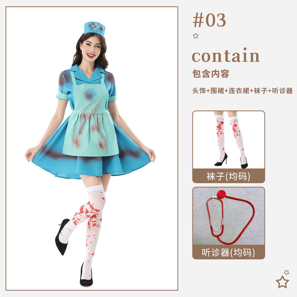 20.26 million Halloween Costume Cosplay Sexy Doctor Nurse Costume Bloody Horror Dress Show Costume