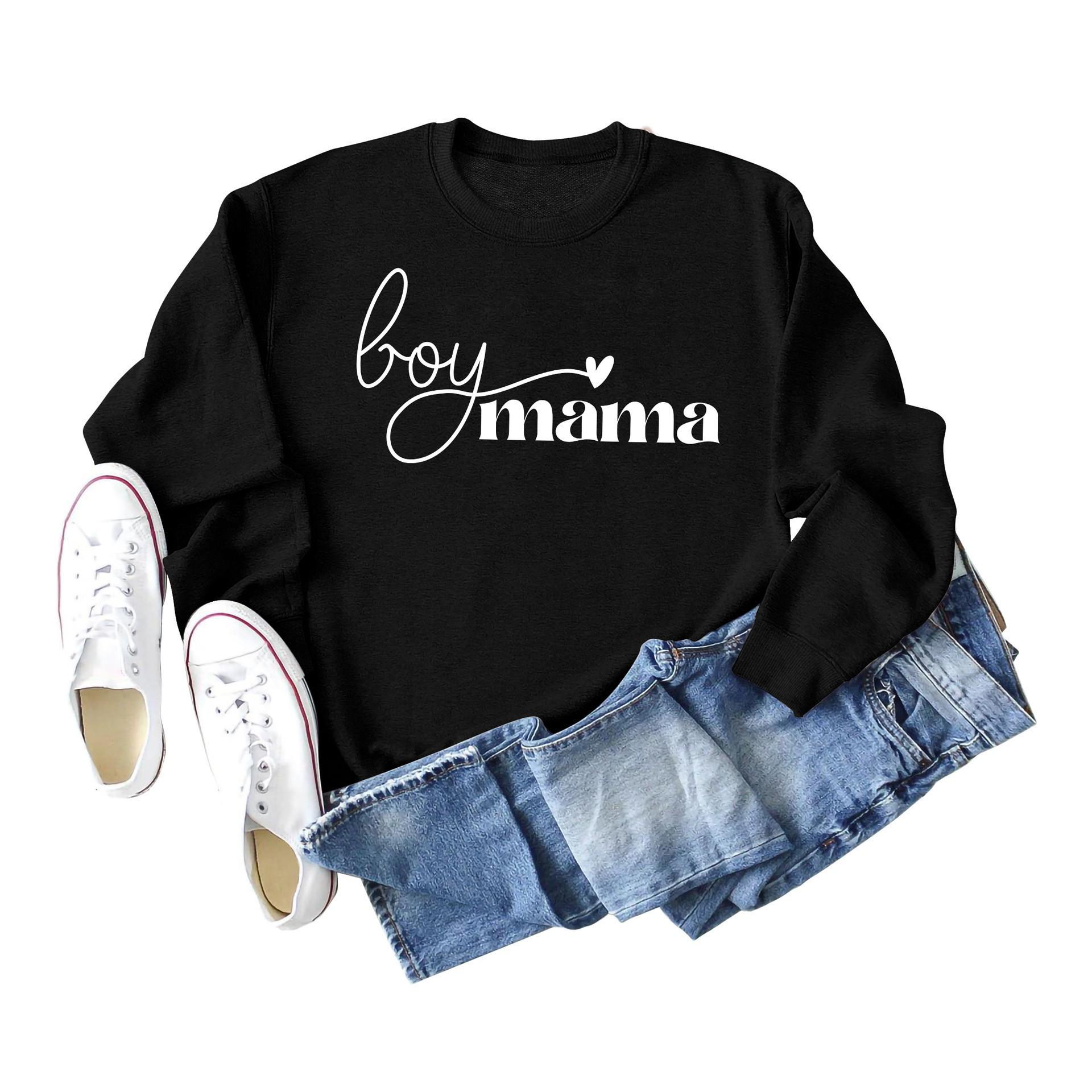 

Boy Mama Simple Letter Women s Autumn/Winter Sweatshirt - Long Sleeve 5XL