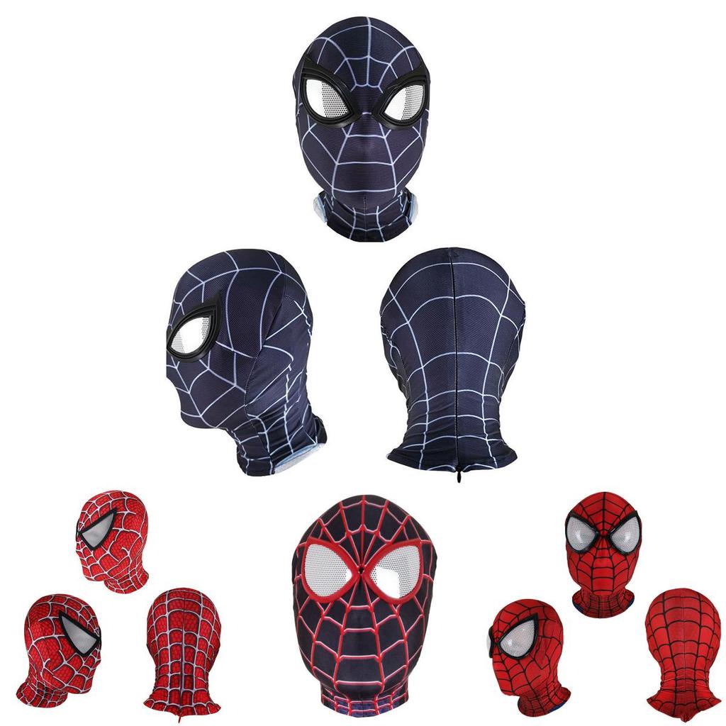 Spiderman Miles Morales Elastic Mask Headcover Costume For Adult Cosplay Enthusiasts