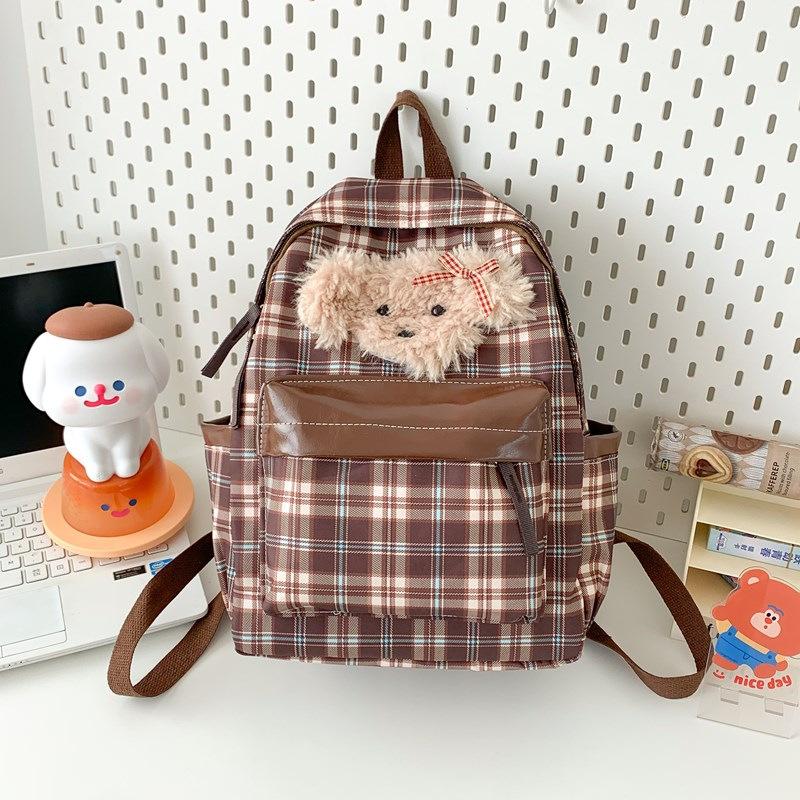 

Новый милый щенок клетчатый пэчворк школьный рюкзак модный большой вместимости для поездок на работу универсальный рюкзак
