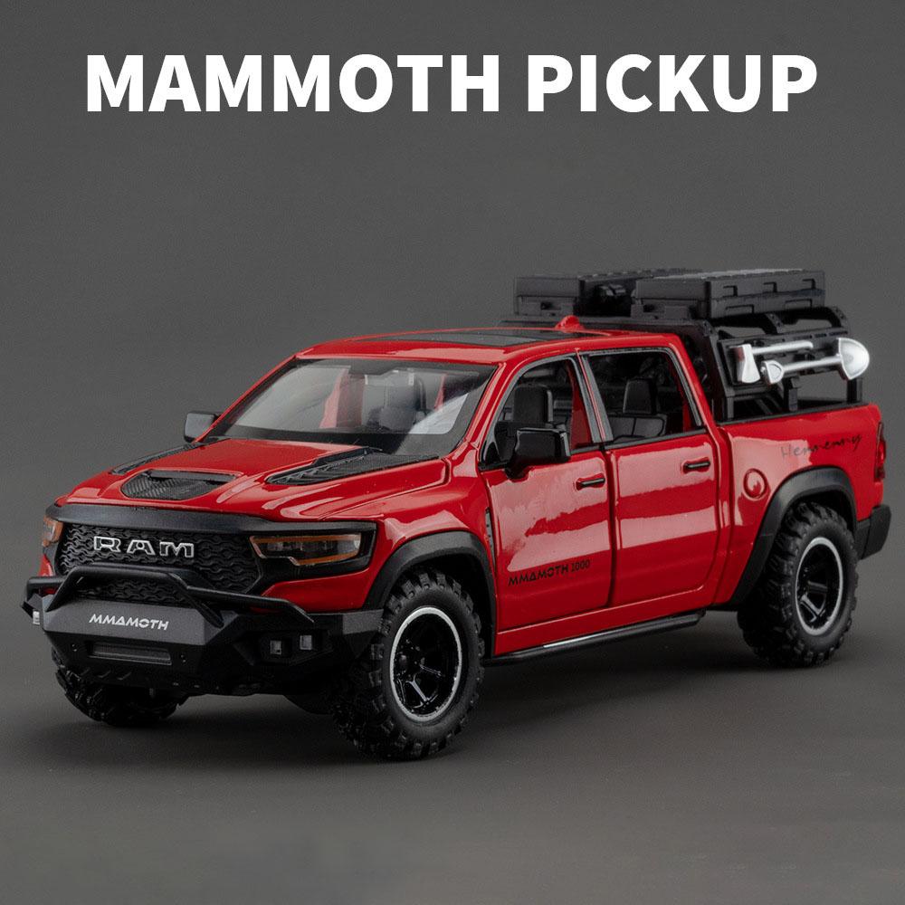 1:32 Mammoth Pickup Toy Car Model Alloy Diecast Doors Opened Sound Light Pull Back Truck Vehicle Models for Boys Kids Gifts