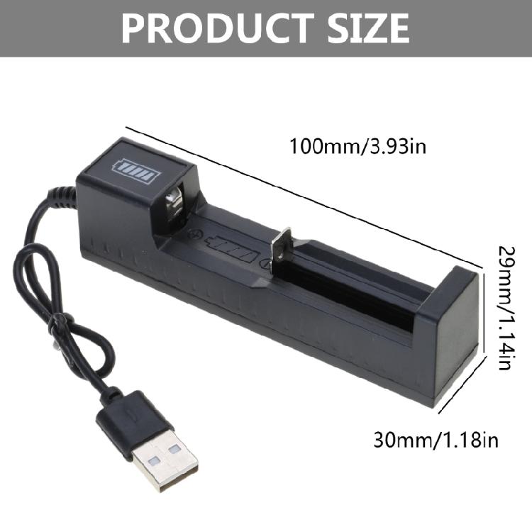 USB 3.7V 18650 16340 14500 Li-ion Rechargeable Battery Charger 1-slot Intelligent Independent Charging with Indicator