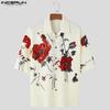 INCERUN Men Summer Turn Dowm Collar Floral Print Tops Casual Buttons Short Sleeve Shirt