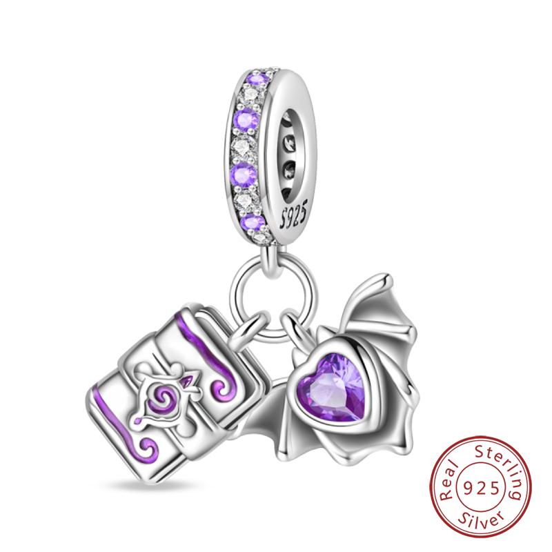 Purple Series Charms Beads 925 Silver Butterfly Firefly Spirit Snake Charm Fit Bracelet Woman DIY Jewelry