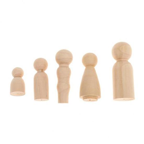 5Pcs/Set Unpainted Blank Wooden Family Peg Doll Toy DIY Handmade Wedding Decor