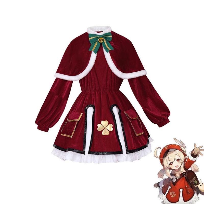 Klee Christmas Cosplay Costume Set For Anime Fans Velvet Fabric Cute And Sweet Style