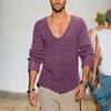 Maglione Pullover Casual da Uomo con Scollo a V Profondo, Manica Lunga, in Maglia, Colore Unito, Vestibilità Larga per Autunno Inverno
