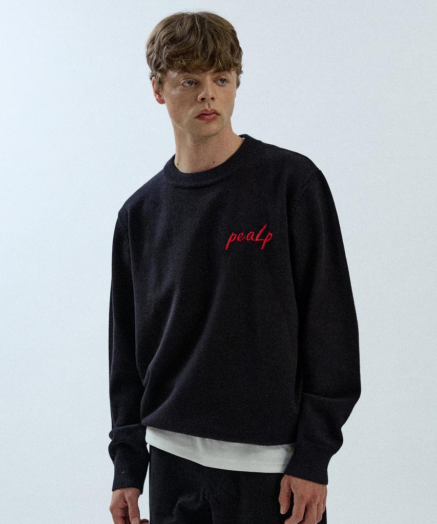 Pilpeu Hand-Embroidered Logo Knit Sweater 20(Black)