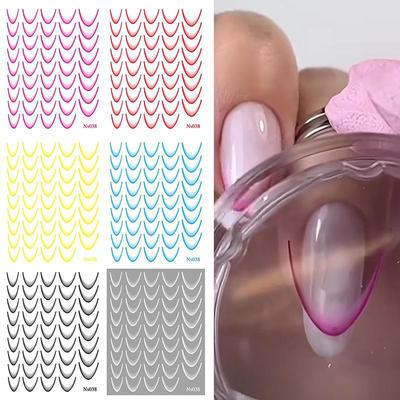 9 Sheets French Tip Nail Stickers French Line Nails Art Stickers Gradient Nail Decals Nails Art Decorations for Woman