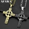 Collana Ciondolo Croce Cristiana in Acciaio Inossidabile Vintage per Donne Uomini Moda Nordica Nodo Celtico Amuleto Catena Hip Hop Gioielli