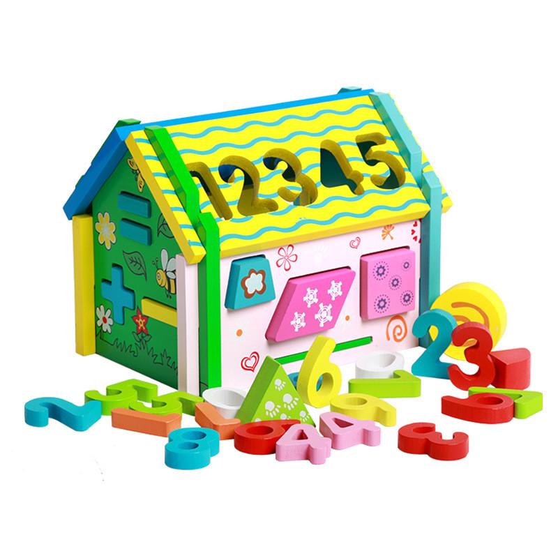 

Wooden Educational Toy House With Number Shapes For Early Learning And Cognitive Development