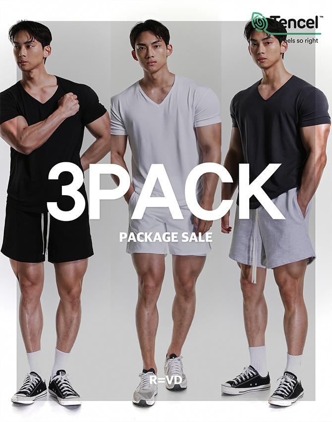 Rvd Tencel Modal Wide V-Neck Muscle Fit Short Sleeve T-Shirt (3 Pack) L