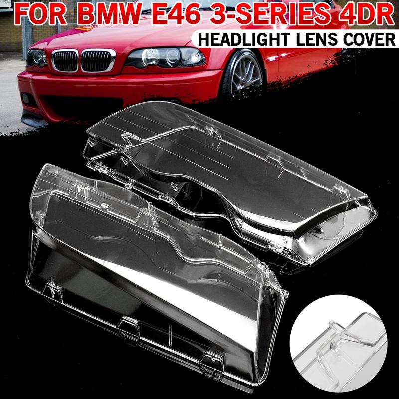 Car Headlight Cover Lampshade Shell Cover For BMW E46 3 Series 4 Door 1998-2001 HeadLamp Clear Lens Cover