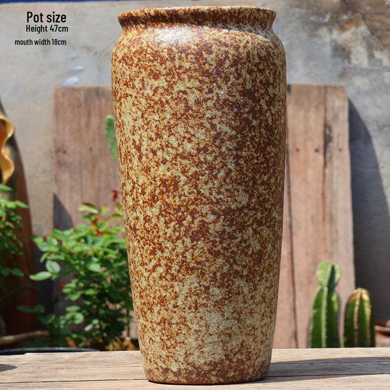 Handmade Coarse Pottery Flower Pot - Large Ceramic Jar for Bougainvillea & Hydrangeas