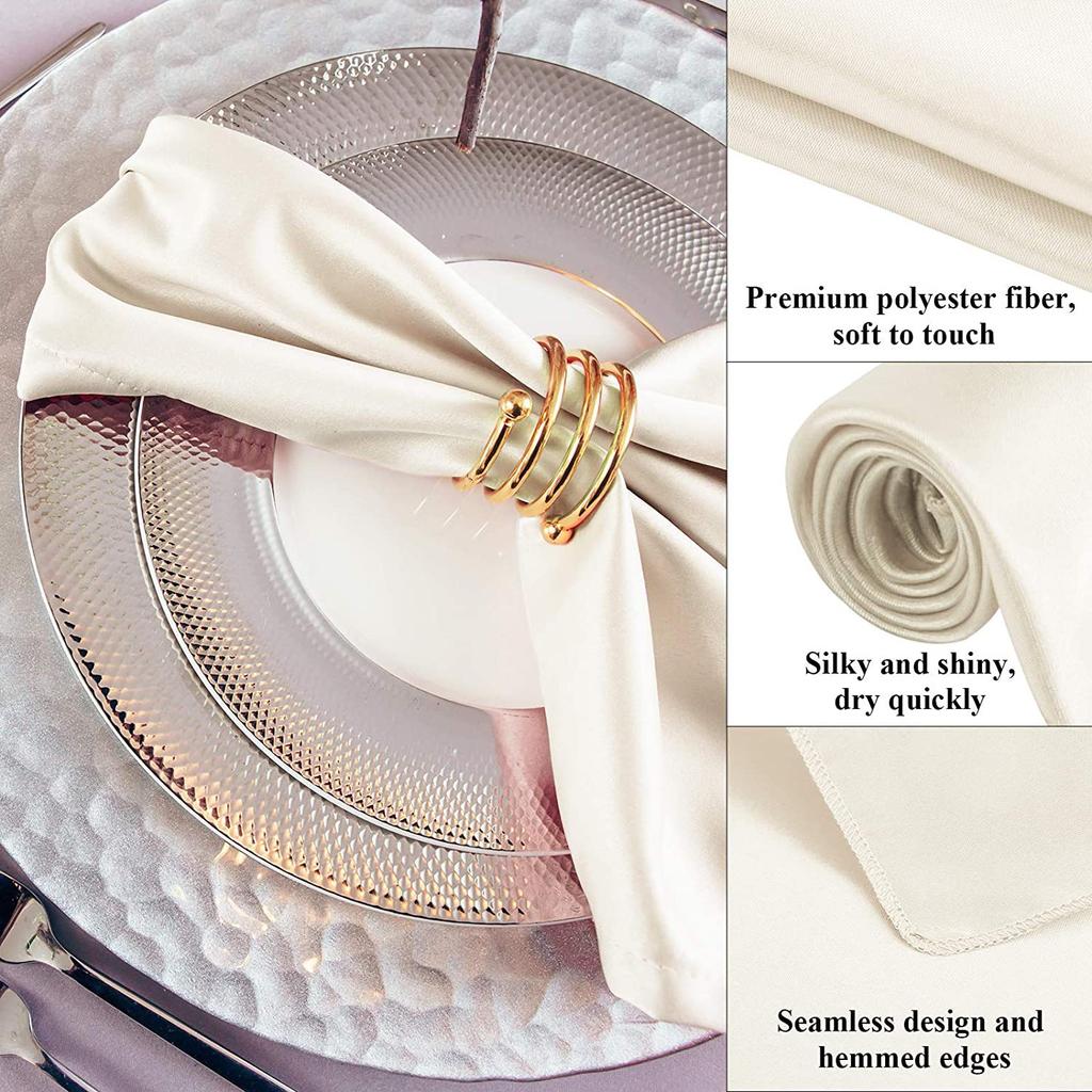 3PCS Satin Napkin Cup, Hotel Wedding Fabric with High-density Lock Edge Solid Color Napkins
